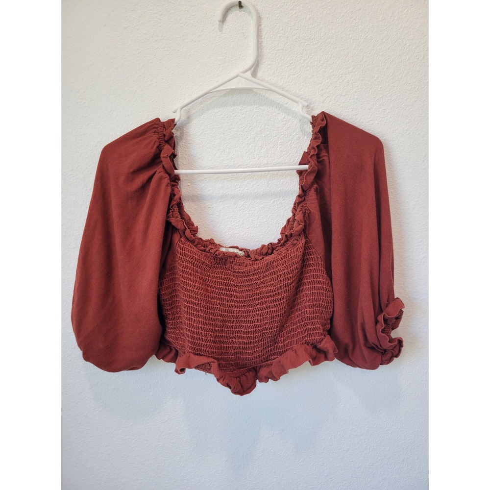 Wild Moss Linen Blend Peasant Top – Women's‎ Large